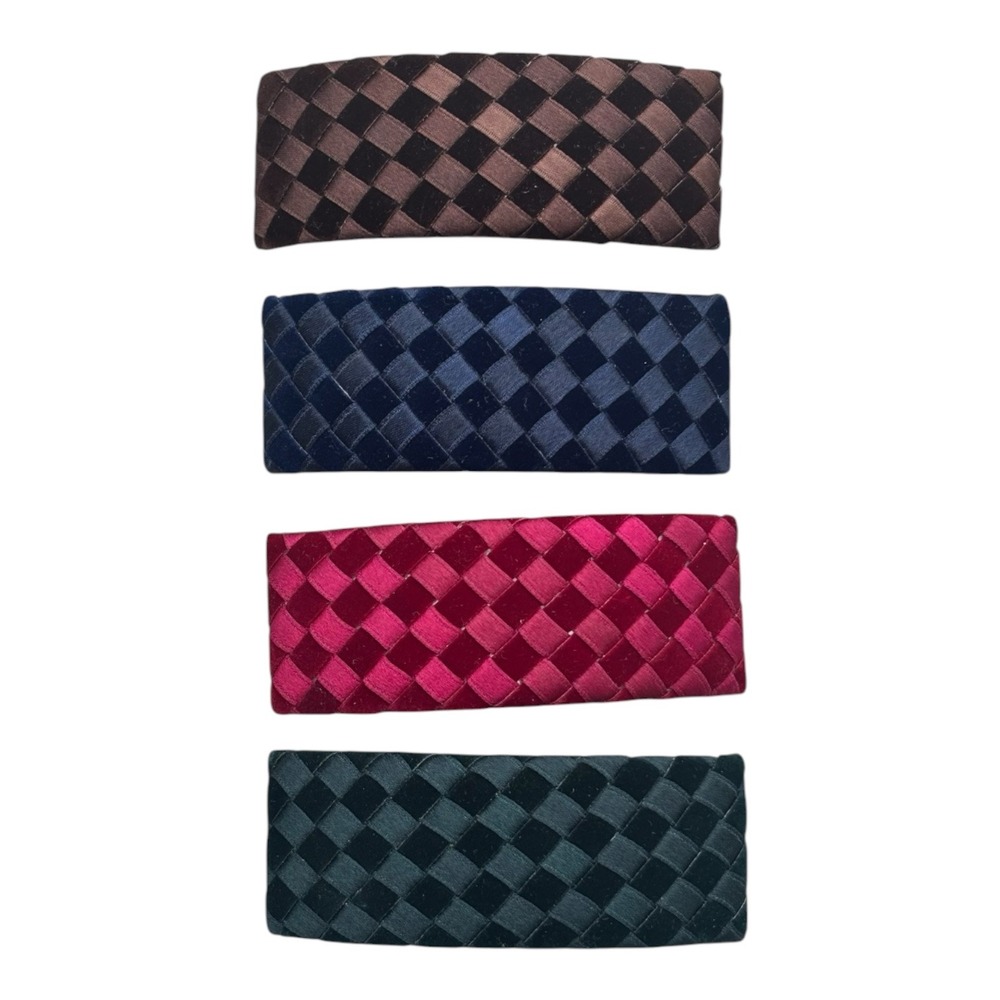 Velvet Satin Woven Intrecciato-Inspired Hair Clips Barrettes Set‎ of 4